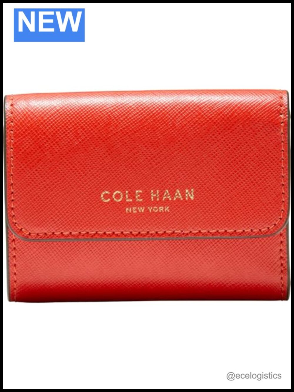 Cole Haan Leather Billfold Wallet with Zip Pocket and Snap Closure